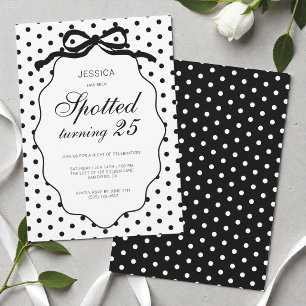 Invitation Fête d'anniversaire 25 ans avec nœud à pois