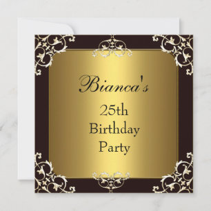 Invitation fête d'anniversaire 25 ans Black Gold E
