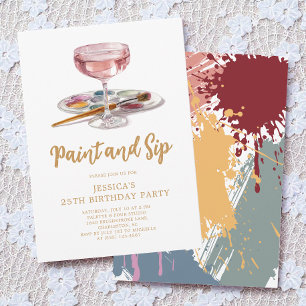 Invitation Fête d'anniversaire 25 ans Boire et Peindre à l'aq