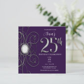 Invitation Fête d'anniversaire 25 ans Purple & Silver Diamond (Debout devant)