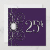 Invitation Fête d'anniversaire 25 ans Purple & Silver Diamond (Dos)
