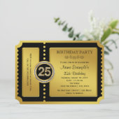 Invitation fête d'anniversaire 25 ans Ticket Doré (Debout devant)