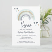 Invitation Fête d'anniversaire 2 ans Blue Boho Rainbow (Debout devant)