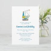 Invitation Fête d'anniversaire 2 ans Camion de construction P (Debout devant)