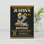 Invitation Fête d'anniversaire 2 ans de Construction Mignonne (Debout devant)