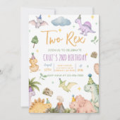 Invitation Fête d'anniversaire 2 ans de Dinosaur Two Rex (Devant)