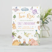 Invitation Fête d'anniversaire 2 ans de Dinosaur Two Rex (Debout devant)