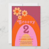 Invitation Fête d'anniversaire 2 ans Groovy 2 Arch Retro Flor (Devant)