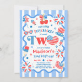 Invitation Fête d'anniversaire 2 ans Little Firecracker du 4  (Devant)