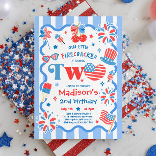 Invitation Fête d'anniversaire 2 ans Little Firecracker du 4