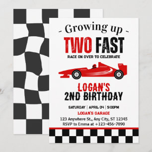 Invitation Fête d'anniversaire 2 ans pour garçon de course ra