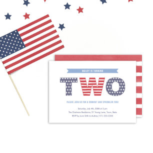 Invitation Fête d'anniversaire 2 ans Stars And Stripes