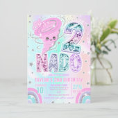 Invitation Fête d'anniversaire 2 ans Two Nado Rainbow Glitter (Debout devant)