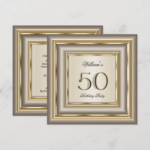 Invitation Fête d'anniversaire 2 Café Beige Crème Or Argent
