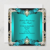 Invitation Fête d'anniversaire 2 perle noire crème sarcelle é (Dos)