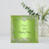 Invitation Fête d'anniversaire 30 ans Argent Vert Citron (Debout devant)