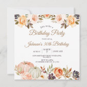 Invitation Fête d'anniversaire 30 ans automne citrouille Flor (Devant)