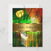 Invitation Fête d'anniversaire 30 ans Ballons Vert (Devant)
