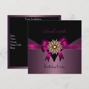Invitation Fête d'anniversaire 30 ans Bijou Arc Noir Violet R