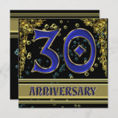Invitation Fête d'anniversaire 30 ans Black and Gold (Devant / Derrière)