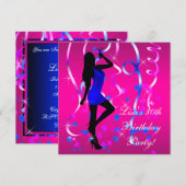 Invitation Fête d'anniversaire 30 ans Bleu Royal Rose Choc (Devant / Derrière)