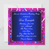 Invitation Fête d'anniversaire 30 ans Bleu Royal Rose Choc (Dos)