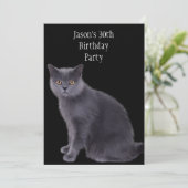 Invitation Fête d'anniversaire 30 ans Chat Gris (Debout devant)