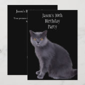 Invitation Fête d'anniversaire 30 ans Chat Gris (Devant / Derrière)