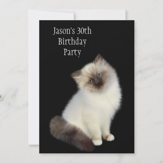 Invitation Fête d'anniversaire 30 ans Chat marron et blanc (Devant)
