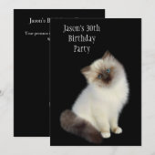 Invitation Fête d'anniversaire 30 ans Chat marron et blanc (Devant / Derrière)