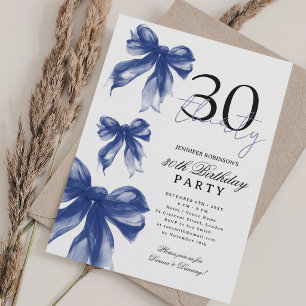 Invitation Fête d'anniversaire 30 ans Coquette Aquarelle Navy