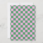 Invitation Fête d'anniversaire 30 ans damier rose et vert (Dos)