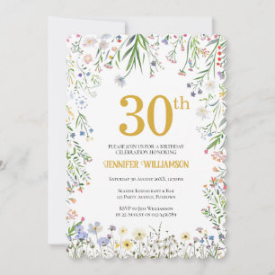 Invitation Fête d'anniversaire 30 ans dans un jardin