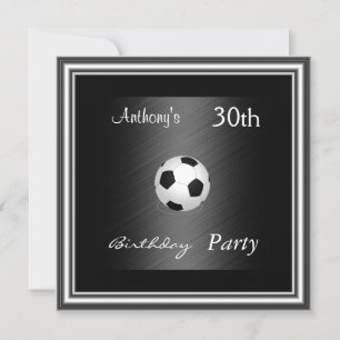 Invitation Fête d'anniversaire 30 ans de football argent