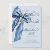 Invitation Fête d'anniversaire 30 ans Denim Diamonds Light Bl (Devant)