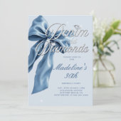 Invitation Fête d'anniversaire 30 ans Denim Diamonds Light Bl (Debout devant)