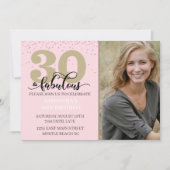 Invitation Fête d'anniversaire 30 ans et Incroyable Rose Viol (Devant)