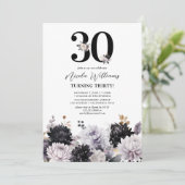 Invitation Fête d'anniversaire 30 ans Floral Élégant (Debout devant)