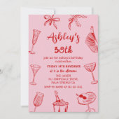 Invitation Fête d'anniversaire 30 ans funky dessinée à la mai (Devant)