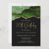 Invitation Fête d'anniversaire 30 ans Green Gold Agate Geode (Devant)
