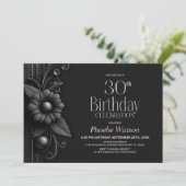 Invitation Fête d'anniversaire 30 ans Grey Flower (Debout devant)