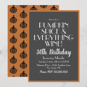 Invitation Fête d'anniversaire 30 ans Halloween Pumpkin Spice