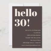 Invitation Fête d'anniversaire 30 ans Marron Simple Moderne G (Devant)