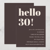 Invitation Fête d'anniversaire 30 ans Marron Simple Moderne G (Devant / Derrière)