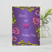 Invitation Fête d'anniversaire 30 ans Papillon Rose Violet Fl (Debout devant)