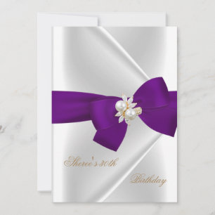 Invitation Fête d'anniversaire 30 ans perle blanche bijou nœu