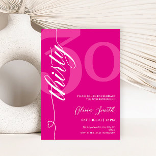 Invitation Fête d'anniversaire 30 ans Rose Moderne