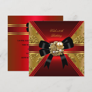 Invitation Fête d'anniversaire 30 ans Rouge Or Riche Royale N