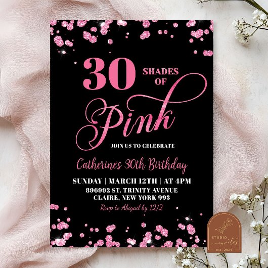 Invitation Fête d'anniversaire 30 ans Shades of Pink