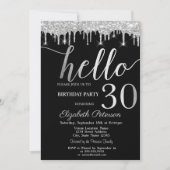 Invitation Fête d'anniversaire 30 ans Silver Glitter Drips (Devant)